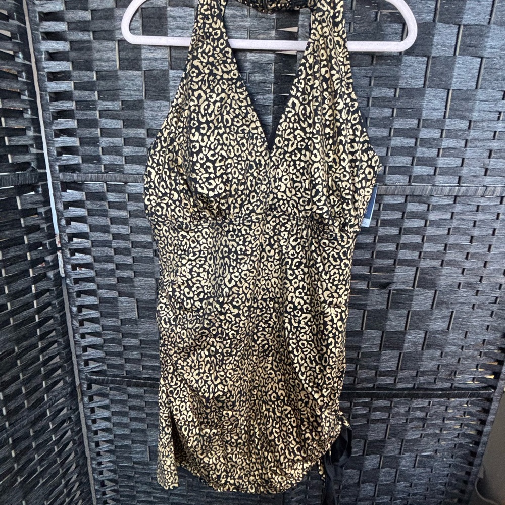 Leopard Print Swimsuit Dress plus black swimsuit bundle